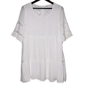 JODIFL Dress Solid White Eyelet Cottagecore Concert Mini Country Size Medium